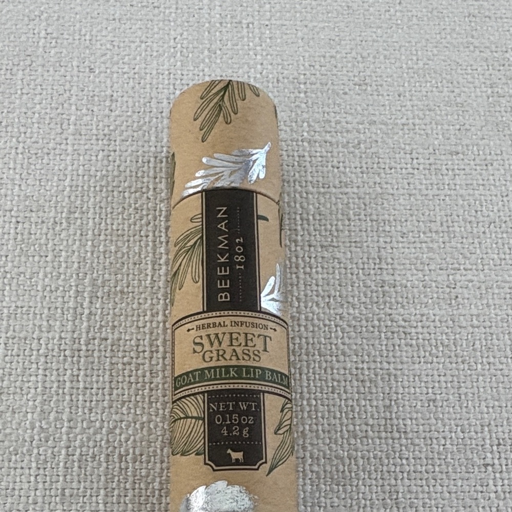 Beekman 1802 Sweet Grass Herbal Lip Balm. New in Original Packaging.